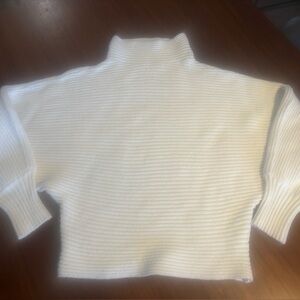Anthroplogie White Ribbed Turtleneck Sweater